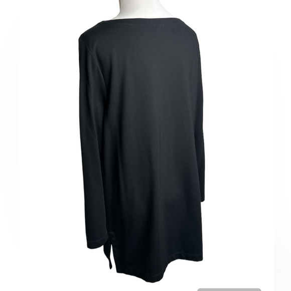 Chico’s Top Tunic long sleeves Relaxed Comfort Snaps scoop neck Travel Sz 2 LG - Picture 4 of 9